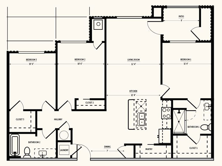 Three Bed Floor Plan